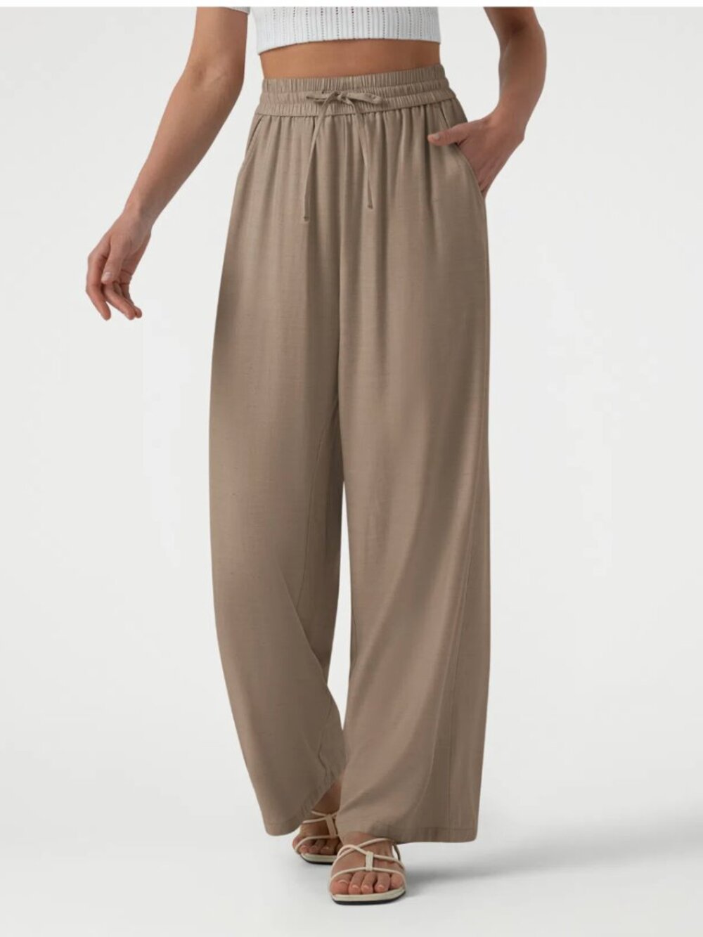 HALARA High Waisted Drawstring Wide Leg Pants | Size L